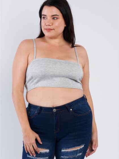 Plus Size Open Stripe Back Cami Strap Athletic Lounge Bra