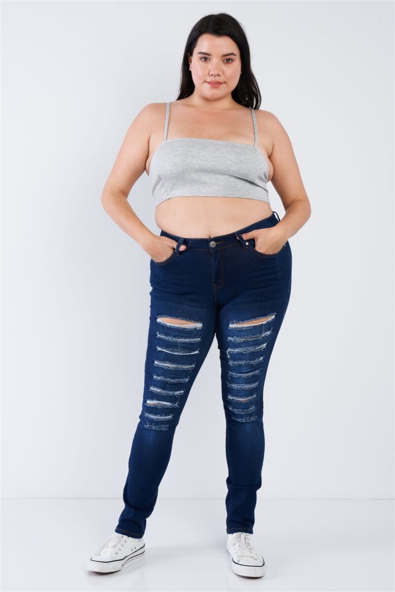 Plus Size Open Stripe Back Cami Strap Athletic Lounge Bra - Image 2