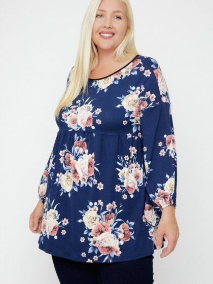 Floral, Bubble Sleeve Tunic