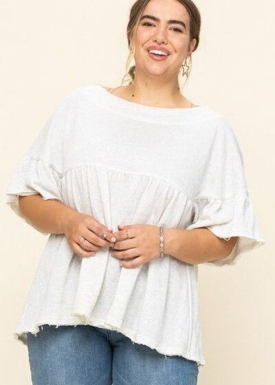 Solid French Pullover Terry Woven Top