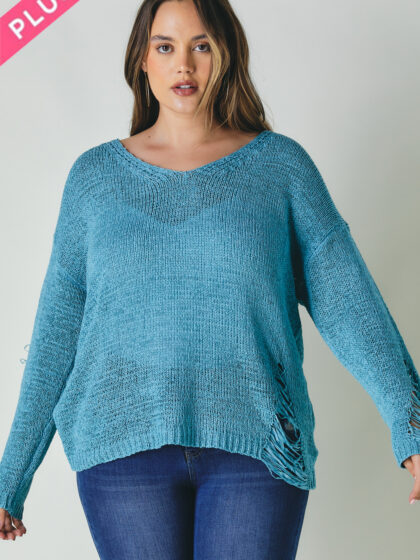 Plus Solid Round Neck Sweatrer