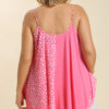 Linen Blend Mixed Animal Print Adjustable Spaghetti Strap Top - Image 3