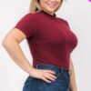 Plus Size Ribbed Short Sleeve Bodysuit - Image 21