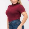 Plus Size Ribbed Short Sleeve Bodysuit - Image 23