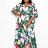 Puff Sleeve Button Front Dress